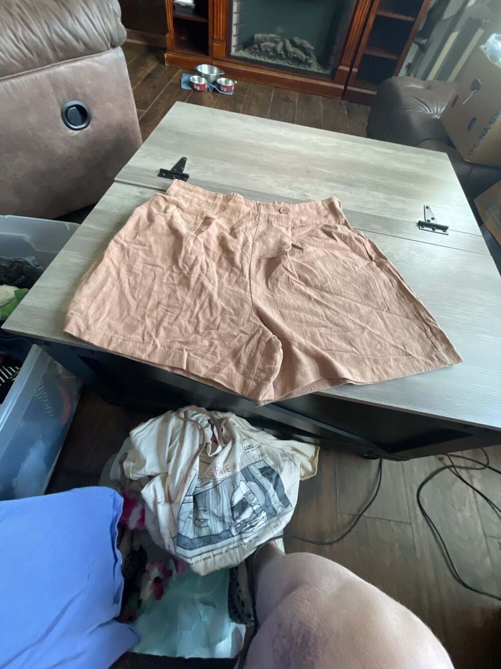 Unbranded Casual Pleated Shorts Size 4 Peach Pink Linen Blend High Rise